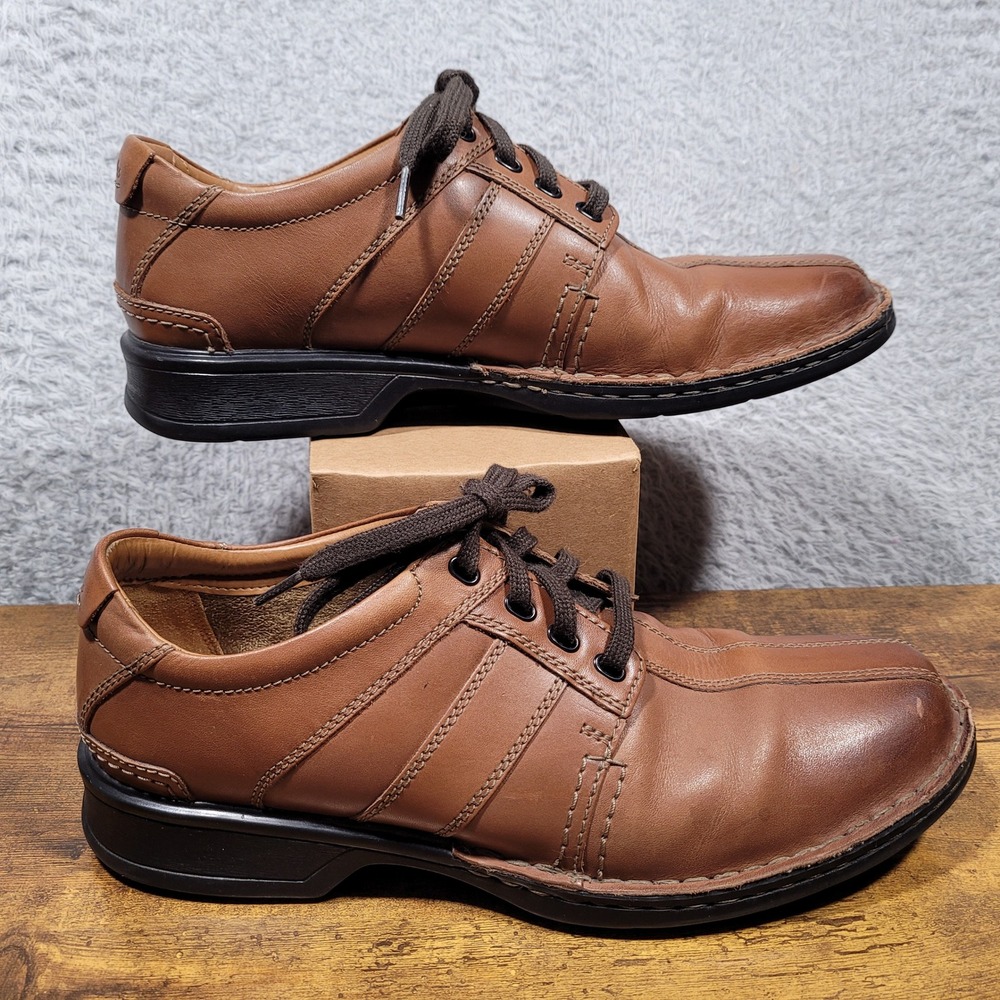 Clarks Mens Brown Leather Lace Up Oxford Casual Comfort Shoes Size 10‎ M